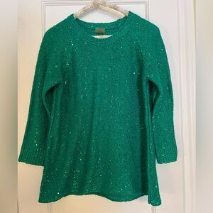 Anne Klein Green Sequin Sweater size Medium